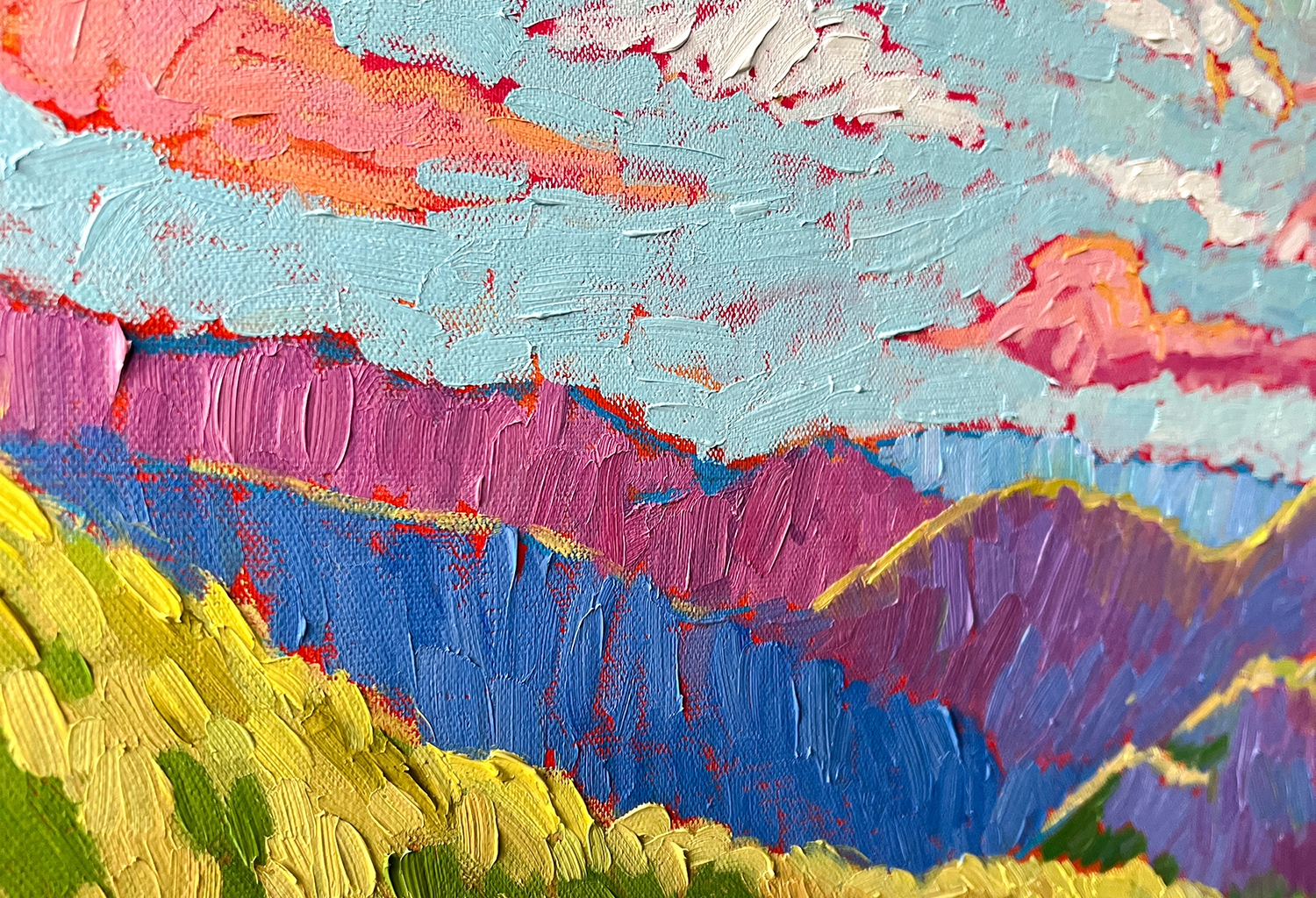 DANCE WITH SUN original oil landscape mountain impasto impressionism2RDX