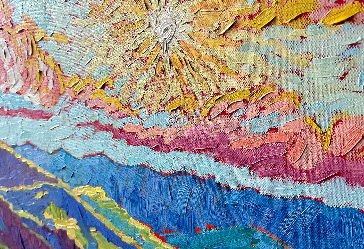 DANCE WITH SUN original oil landscape mountain impasto impressionismRDX